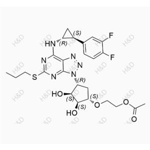 替格瑞洛雜質(zhì)F,2-(((1S,2S,3S,4R)-4-(7-(((1R,2S)-2-(3,4-difluorophenyl)cyclopropyl)amino)-5-(propylthio)-3H-[1,2,3]triazolo[4,5-d]pyrimidin-3-yl)-2,3-dihydroxycyclopentyl)oxy)ethyl acetate