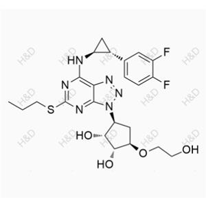 替格瑞洛雜質(zhì)K,(1S,2S,3R,5S)-3-(7-(((1S,2R)-2-(3,4-difluorophenyl)cyclopropyl)amino)-5-(propylthio)-3H-[1,2,3]triazolo[4,5-d]pyrimidin-3-yl)-5-(2-hydroxyethoxy)cyclopentane-1,2-diol