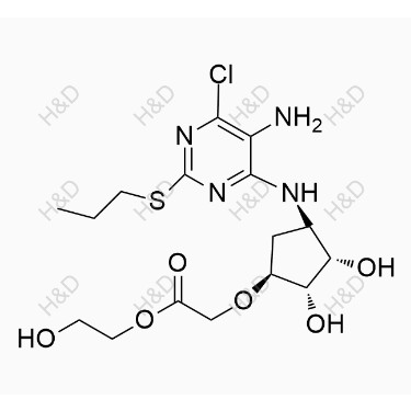 替格瑞洛雜質62,2-hydroxyethyl 2-(((1S,2S,3S,4S)-4-((5-amino-6-chloro-2-(propylthio)pyrimidin-4-yl)amino)-2,3-dihydroxycyclopentyl)oxy)acetate