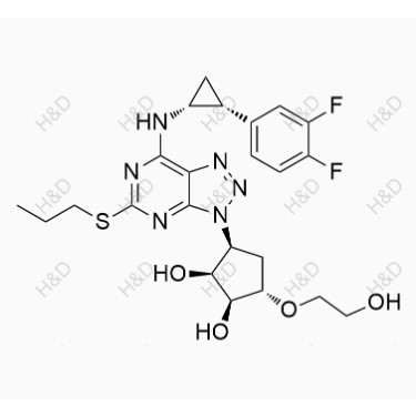 替格瑞洛雜質(zhì)71,(1S,2S,3S,5S)-3-(7-(((1R,2R)-2-(3,4-difluorophenyl)cyclopropyl)amino)-5-(propylthio)-3H-[1,2,3]triazolo[4,5-d]pyrimidin-3-yl)-5-(2-hydroxyethoxy)cyclopentane-1,2-diol