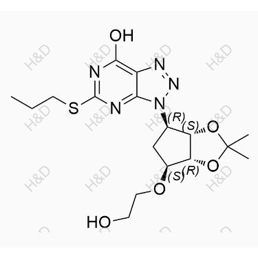 替格瑞洛雜質(zhì)74,3-((3aS,4R,6S,6aR)-6-(2-hydroxyethoxy)-2,2-dimethyltetrahydro-3aH-cyclopenta[d][1,3]dioxol-4-yl)-5-(propylthio)-3H-[1,2,3]triazolo[4,5-d]pyrimidin-7-ol