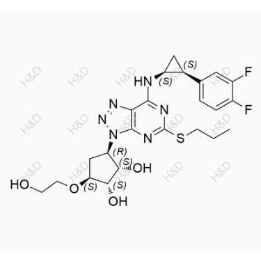 替格瑞洛雜質(zhì)83,(1S,2S,3R,5S)-3-(7-(((1S,2S)-2-(3,4-difluorophenyl)cyclopropyl)amino)-5-(propylthio)-3H-[1,2,3]triazolo[4,5-d]pyrimidin-3-yl)-5-(2-hydroxyethoxy)cyclopentane-1,2-diol