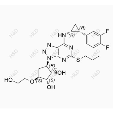 替格瑞洛雜質(zhì)84,(1S,2S,3R,5S)-3-(7-(((1R,2R)-2-(3,4-difluorophenyl)cyclopropyl)amino)-5-(propylthio)-3H-[1,2,3]triazolo[4,5-d]pyrimidin-3-yl)-5-(2-hydroxyethoxy)cyclopentane-1,2-diol