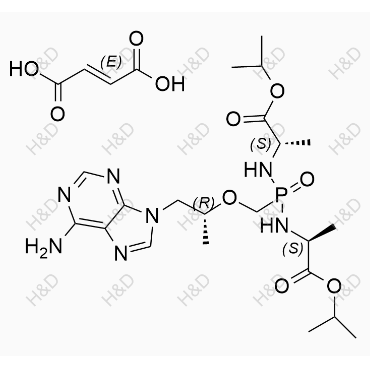 替諾福韋艾拉酚胺雜質(zhì)1（富馬酸鹽）,(2S,2'S)-diisopropyl 2,2'-((((((R)-1-(6-amino-9H-purin-9-yl)propan-2-yl)oxy)methyl)phosphoryl)bis(azanediyl))dipropanoate fumarate