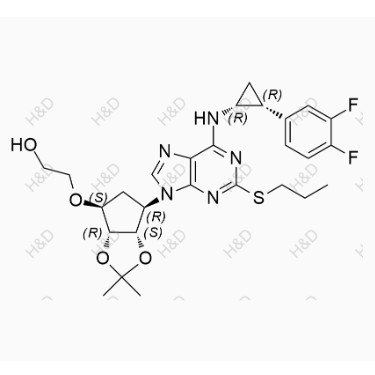 替格瑞洛雜質(zhì)98,2-(((3aR,4S,6R,6aS)-6-(6-(((1R,2R)-2-(3,4-difluorophenyl)cyclopropyl)amino)-2-(propylthio)-9H-purin-9-yl)-2,2-dimethyltetrahydro-3aH-cyclopenta[d][1,3]dioxol-4-yl)oxy)ethanol