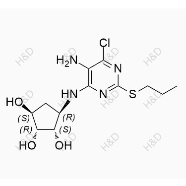 替格瑞洛雜質(zhì)101,(1S,2R,3S,4R)-4-((5-amino-6-chloro-2-(propylthio)pyrimidin-4-yl)amino)cyclopentane-1,2,3-triol