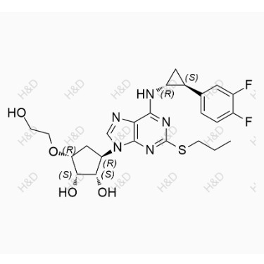 替格瑞洛雜質(zhì)103,(1S,2S,3R,5R)-3-(6-(((1R,2S)-2-(3,4-difluorophenyl)cyclopropyl)amino)-2-(propylthio)-9H-purin-9-yl)-5-(2-hydroxyethoxy)cyclopentane-1,2-diol