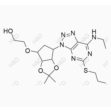 替格瑞洛雜質(zhì)112,2-((6-(7-(ethylamino)-5-(propylthio)-3H-[1,2,3]triazolo[4,5-d]pyrimidin-3-yl)-2,2-dimethyltetrahydro-3aH-cyclopenta[d][1,3]dioxol-4-yl)oxy)ethanol