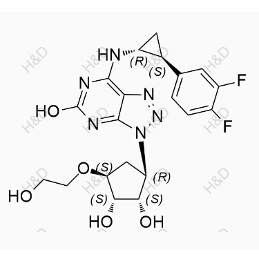 替格瑞洛雜質(zhì)119,(1S,2S,3R,5S)-3-(7-(((1R,2S)-2-(3,4-difluorophenyl)cyclopropyl)amino)-5-hydroxy-3H-[1,2,3]triazolo[4,5-d]pyrimidin-3-yl)-5-(2-hydroxyethoxy)cyclopentane-1,2-diol