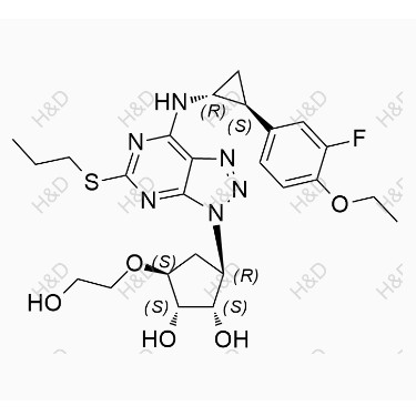 替格瑞洛雜質(zhì)123,(1S,2S,3R,5S)-3-(7-(((1R,2S)-2-(4-ethoxy-3-fluorophenyl)cyclopropyl)amino)-5-(propylthio)-3H-[1,2,3]triazolo[4,5-d]pyrimidin-3-yl)-5-(2-hydroxyethoxy)cyclopentane-1,2-diol