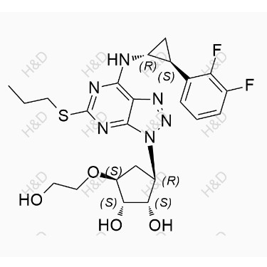 替格瑞洛雜質(zhì)132,(1S,2S,3R,5S)-3-(7-(((1R,2S)-2-(2,3-difluorophenyl)cyclopropyl)amino)-5-(propylthio)-3H-[1,2,3]triazolo[4,5-d]pyrimidin-3-yl)-5-(2-hydroxyethoxy)cyclopentane-1,2-diol