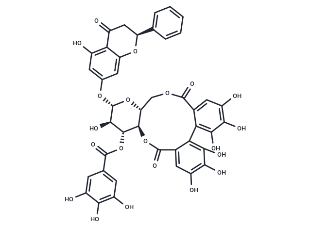 化合物T2S1682,Pinocembrin 7-O-[3''-O-galloyl-4'',6''-hexahydroxydiphenoyl]-β-D-glucoside