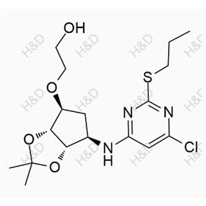 替格瑞洛雜質(zhì)58,2-(((3aR,4S,6R,6aS)-6-((6-chloro-2-(propylthio)pyrimidin-4-yl)amino)-2,2-dimethyltetrahydro-3aH-cyclopenta[d][1,3]dioxol-4-yl)oxy)ethanol