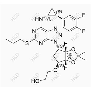 替格瑞洛雜質(zhì)73,2-(((3aR,4S,6S,6aS)-6-(7-(((1R,2R)-2-(3,4-difluorophenyl)cyclopropyl)amino)-5-(propylthio)-3H-[1,2,3]triazolo[4,5-d]pyrimidin-3-yl)-2,2-dimethyltetrahydro-3aH-cyclopenta[d][1,3]dioxol-4-yl)oxy)ethanol