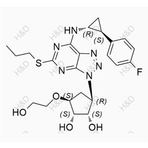 替格瑞洛雜質(zhì)79,(1S,2S,3R,5S)-3-(7-(((1R,2S)-2-(4-fluorophenyl)cyclopropyl)amino)-5-(propylthio)-3H-[1,2,3]triazolo[4,5-d]pyrimidin-3-yl)-5-(2-hydroxyethoxy)cyclopentane-1,2-diol