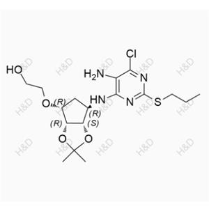 替格瑞洛雜質(zhì)96,2-(((3aR,4R,6R,6aS)-6-((5-amino-6-chloro-2-(propylthio)pyrimidin-4-yl)amino)-2,2-dimethyltetrahydro-3aH-cyclopenta[d][1,3]dioxol-4-yl)oxy)ethanol