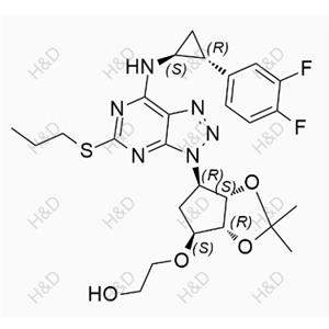 替格瑞洛雜質(zhì)114,2-(((3aR,4S,6R,6aS)-6-(7-(((1S,2R)-2-(3,4-difluorophenyl)cyclopropyl)amino)-5-(propylthio)-3H-[1,2,3]triazolo[4,5-d]pyrimidin-3-yl)-2,2-dimethyltetrahydro-3aH-cyclopenta[d][1,3]dioxol-4-yl)oxy)ethanol