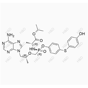 替诺福韦艾拉酚胺杂质35,(R)-isopropyl 2-(((R)-((((R)-1-(6-amino-9H-purin-9-yl)propan-2-yl)oxy)methyl)(4-((4-hydroxyphenyl)thio)phenoxy)phosphoryl)amino)propanoate