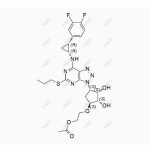 替格瑞洛雜質(zhì)118,2-(((1S,2S,3S,4S)-4-(7-(((1R,2R)-2-(3,4-difluorophenyl)cyclopropyl)amino)-5-(propylthio)-3H-[1,2,3]triazolo[4,5-d]pyrimidin-3-yl)-2,3-dihydroxycyclopentyl)oxy)ethyl acetate