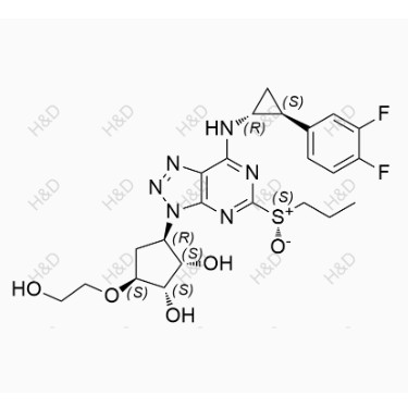 替格瑞洛雜質(zhì)140,(1S,2S,3R,5S)-3-(7-(((1R,2S)-2-(3,4-difluorophenyl)cyclopropyl)amino)-5-((S)-propylsulfinyl)-3H-[1,2,3]triazolo[4,5-d]pyrimidin-3-yl)-5-(2-hydroxyethoxy)cyclopentane-1,2-diol