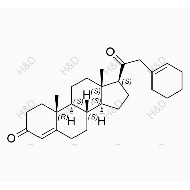 黃體酮EP雜質(zhì)F,(8S,9S,10R,13S,14S,17S)-17-(2-(cyclohex-1-en-1-yl)acetyl)-10,13-dimethyl-6,7,8,9,10,11,12,13,14,15,16,17-dodecahydro-1H-cyclopenta[a]phenanthren-3(2H)-one