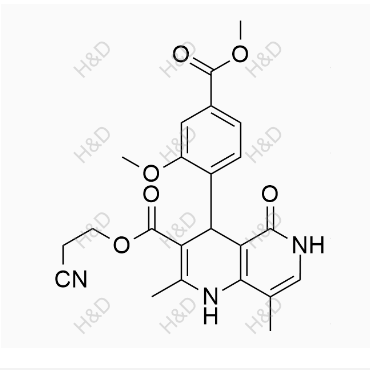 非奈利酮雜質(zhì)37,2-cyanoethyl 4-(2-methoxy-4-(methoxycarbonyl)phenyl)-2,8-dimethyl-5-oxo-1,4,5,6-tetrahydro-1,6-naphthyridine-3-carboxylate