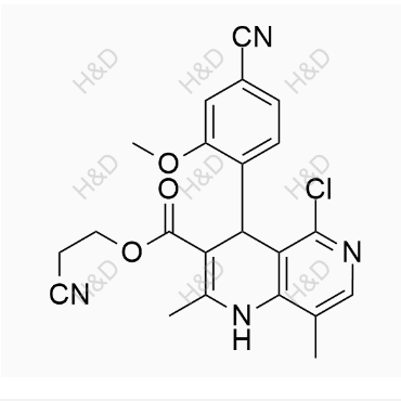 非奈利酮雜質(zhì)38,2-cyanoethyl 5-chloro-4-(4-cyano-2-methoxyphenyl)-2,8-dimethyl-1,4-dihydro-1,6-naphthyridine-3-carboxylate