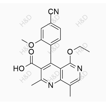 非奈利酮雜質(zhì)50,4-(4-cyano-2-methoxyphenyl)-5-ethoxy-2,8-dimethyl-1,6-naphthyridine-3-carboxylic acid