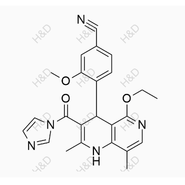 非奈利酮雜質(zhì)60,4-(5-ethoxy-3-(1H-imidazole-1-carbonyl)-2,8-dimethyl-1,4-dihydro-1,6-naphthyridin-4-yl)-3-methoxybenzonitrile