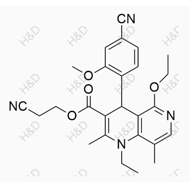 非奈利酮雜質(zhì)65,2-cyanoethyl 4-(4-cyano-2-methoxyphenyl)-5-ethoxy-1-ethyl-2,8-dimethyl-1,4-dihydro-1,6-naphthyridine-3-carboxylate