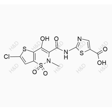 氯諾昔康雜質(zhì)13,2-(6-chloro-4-hydroxy-2-methyl-1,1-dioxido-2H-thieno[2,3-e][1,2]thiazine-3-carboxamido)thiazole-5-carboxylic acid