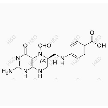 左亞葉酸鈣雜質(zhì)E,(S)-4-(((2-amino-5-formyl-4-oxo-1,4,5,6,7,8-hexahydropteridin-6-yl)methyl)amino)benzoic acid