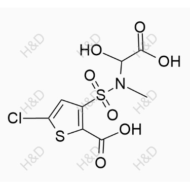 氯諾昔康雜質(zhì)36,3-(N-(carboxy(hydroxy)methyl)-N-methylsulfamoyl)-5-chlorothiophene-2-carboxylic acid