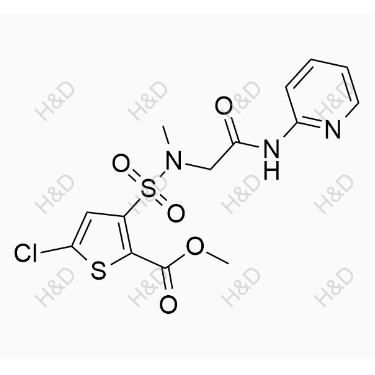 氯諾昔康雜質(zhì)52,methyl 5-chloro-3-(N-methyl-N-(2-oxo-2-(pyridin-2-ylamino)ethyl)sulfamoyl)thiophene-2-carboxylate