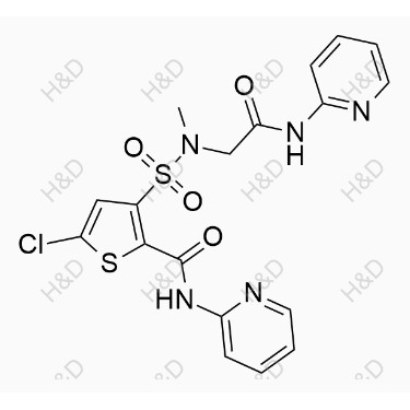 氯諾昔康雜質(zhì)53,5-chloro-3-(N-methyl-N-(2-oxo-2-(pyridin-2-ylamino)ethyl)sulfamoyl)-N-(pyridin-2-yl)thiophene-2-carboxamide