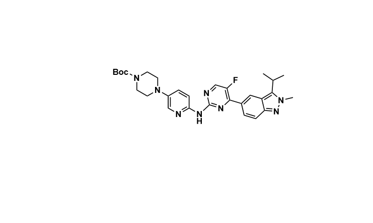4-[6-（{5-氟-4-[2-甲基-3-（丙-2-基）-2H-吲唑-5-基]嘧啶-2-基}氨基）吡啶-3-基]哌嗪-1-甲酸叔丁酯,tert-butyl 4-[6-({5-fluoro-4-[2-methyl-3-(propan-2-yl)-2H-indazol-5-yl]pyrimidin-2-yl}amino)pyridin-3-yl]piperazine-1-carboxylate