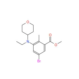 5-溴-3-(乙基(四氫-2H-吡喃-4-基)氨基)-2-甲基苯甲酸甲酯,Benzoic acid; 5-broMo-3-[ethyl(tetrahydro-2H-pyran-4-yl)aMino]-2-Methyl-, Methyl ester