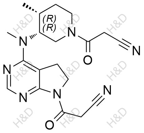 托法替尼雜質(zhì)O,3-(4-(((3R,4R)-1-(2-cyanoacetyl)-4-methylpiperidin-3-yl)(methyl)amino)-5H-pyrrolo[2,3-d]pyrimidin-7(6H)-yl)-3-oxopropanenitrile