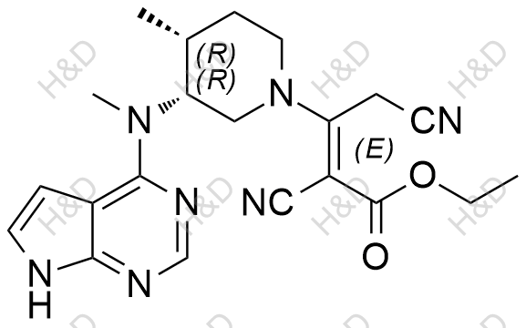 托法替尼雜質(zhì)S,(E)-ethyl 2,4-dicyano-3-((3R,4R)-4-methyl-3-(methyl(7H-pyrrolo[2,3-d]pyrimidin-4-yl)amino)piperidin-1-yl)but-2-enoate