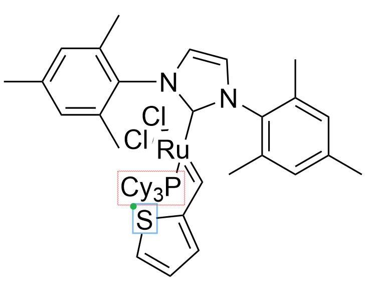 三環(huán)[1,3 -二(2,4,6三甲苯)咪唑- 2 -亞基] [2 -噻吩亞甲基]釕,Tricyclohexylphosphine[1,3-bis(2,4,6-trimethylphenyl)imidazol-2-ylidene] [2-thienylmethylene]ruthenium(II) dichloride