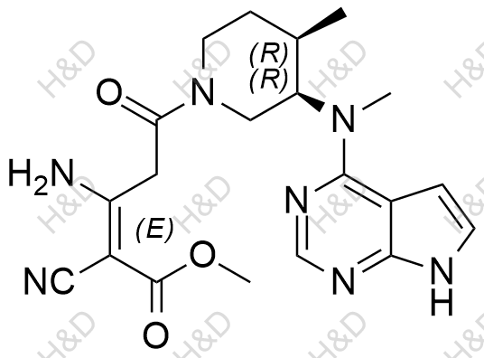 托法替尼雜質(zhì)108,(E)-methyl 3-amino-2-cyano-5-((3R,4R)-4-methyl-3-(methyl(7H-pyrrolo[2,3-d]pyrimidin-4-yl)amino)piperidin-1-yl)-5-oxopent-2-enoate