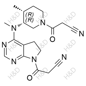 3-(4-(((3R,4R)-1-(2-cyanoacetyl)-4-methylpiperidin-3-yl)(methyl)amino)-5H-pyrrolo[2,3-d]pyrimidin-7(6H)-yl)-3-oxopropanenitrile	托法替尼杂质O