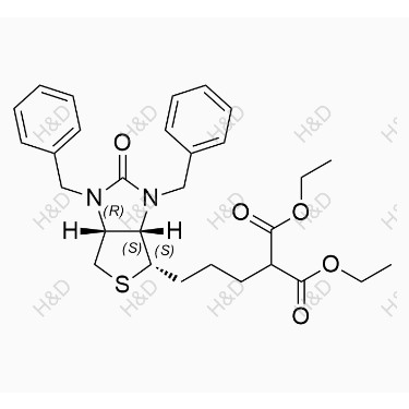 生物素EP杂质F,diethyl 2-(3-((3aS,4S,6aR)-1,3-dibenzyl-2-oxohexahydro-1H-thieno[3,4-d]imidazol-4-yl)propyl)malonate