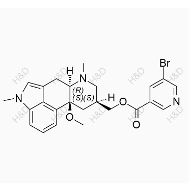 尼麥角林雜質(zhì)F,((6aR,9S,10aS)-10a-methoxy-4,7-dimethyl-4,6,6a,7,8,9,10,10a-octahydroindolo[4,3-fg]quinolin-9-yl)methyl 5-bromonicotinate