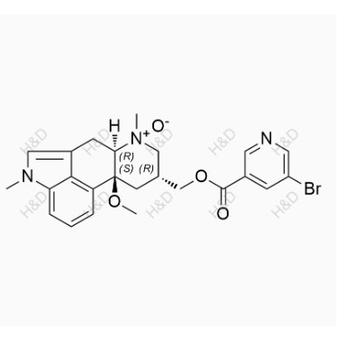 尼麥角林雜質(zhì)24,(6aR,9R,10aS)-9-(((5-bromonicotinoyl)oxy)methyl)-10a-methoxy-4,7-dimethyl-4,6,6a,7,8,9,10,10a-octahydroindolo[4,3-fg]quinoline 7-oxide