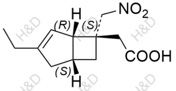 米諾巴林雜質(zhì)46,2-((1S,5R,6S)-3-ethyl-6-(nitromethyl)bicyclo[3.2.0]hept-3-en-6-yl)acetic acid