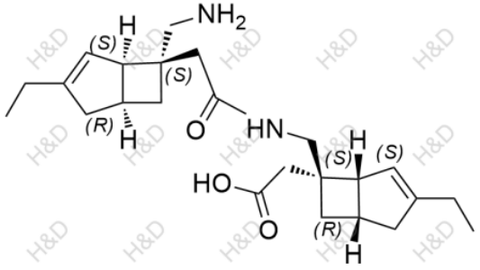 米諾巴林雜質51,2-((1R,5S,6S)-6-((2-((1R,5S,6S)-6-(aminomethyl)-3-ethylbicyclo[3.2.0]hept-3-en-6-yl)acetamido)methyl)-3-ethylbicyclo[3.2.0]hept-3-en-6-yl)acetic acid