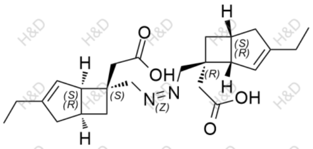 米諾巴林雜質(zhì)54,2-((1R,5S,6S)-6-(((Z)-(((1S,5R,6R)-6-(carboxymethyl)-3-ethylbicyclo[3.2.0]hept-3-en-6-yl)methyl)diazenyl)methyl)-3-ethylbicyclo[3.2.0]hept-3-en-6-yl)acetic acid