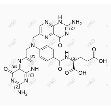 葉酸雜質(zhì)4,(S)-2-(4-(((2-amino-4-oxo-1,4-dihydropteridin-6-yl)methyl)((2-amino-4-oxo-4,8-dihydropteridin-6-yl)methyl)amino)benzamido)pentanedioic acid