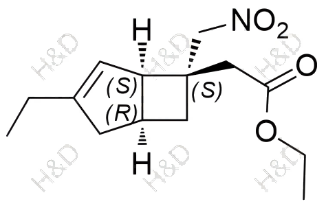 米諾巴林雜質(zhì)69,ethyl 2-((1R,5S,6S)-3-ethyl-6-(nitromethyl)bicyclo[3.2.0]hept-3-en-6-yl)acetate